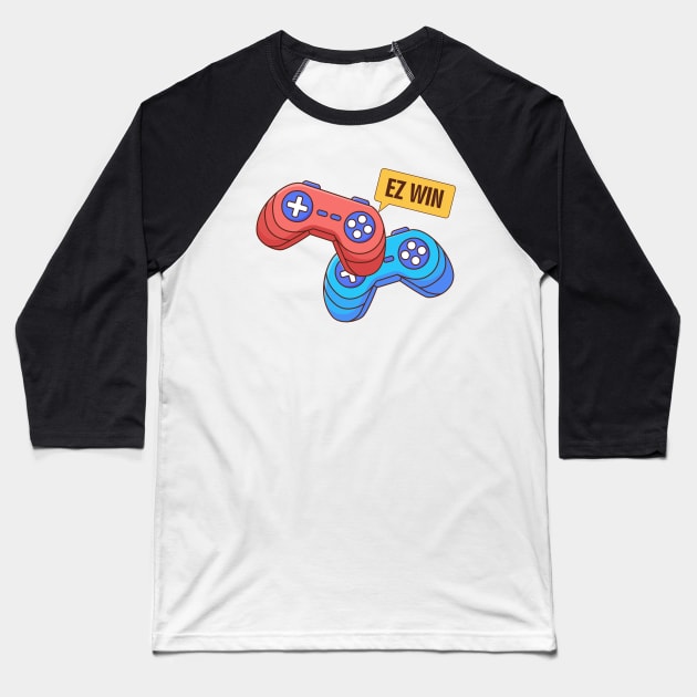 Ez Win Game Controllers Perfect Gamer Gift Baseball T-Shirt by Mish-Mash